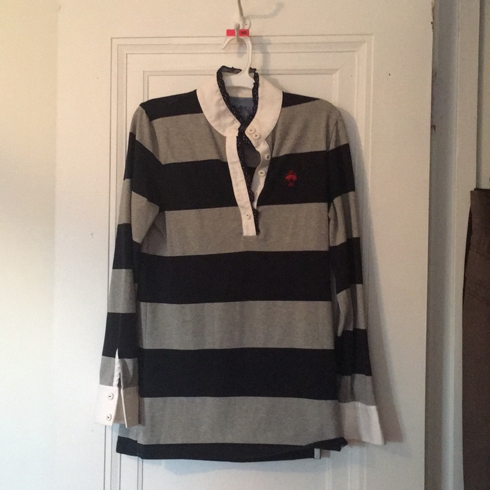 Blue/gray ruffled collar Brooks Brothers rugby